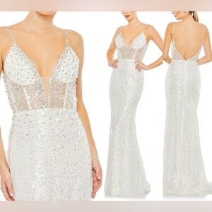 Mac Duggal 68175 Spaghetti Strap with rhinestones Long Formal Dress – Sz 14